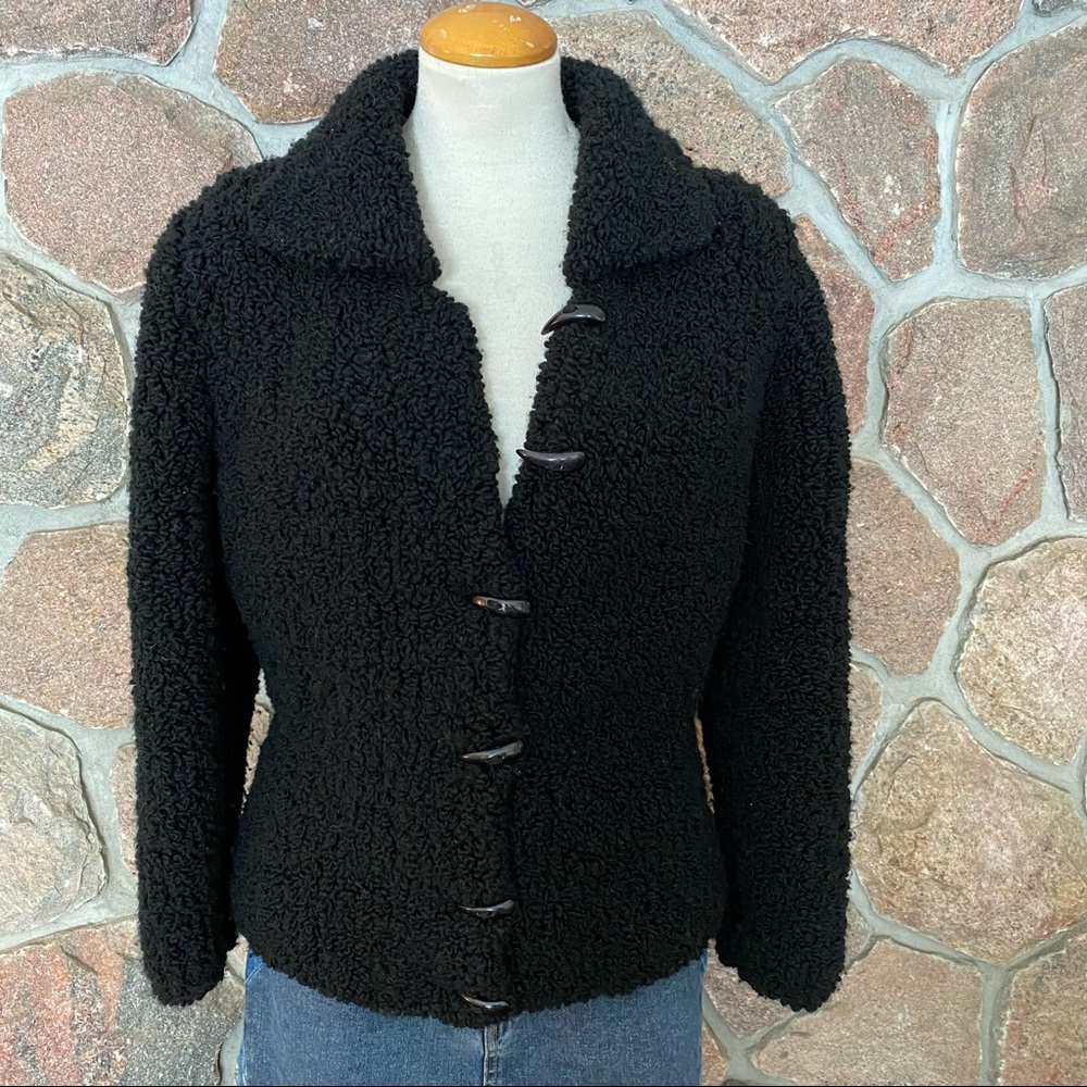 Vintage 90s 100% Wool black cropped jacket.